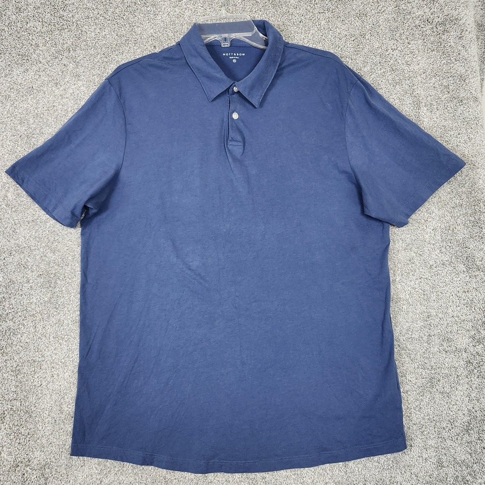 Mott & Bow Polo Shirt Mens XL Baltic Blue Sueded Jersey Pima Cotton Slim Casual